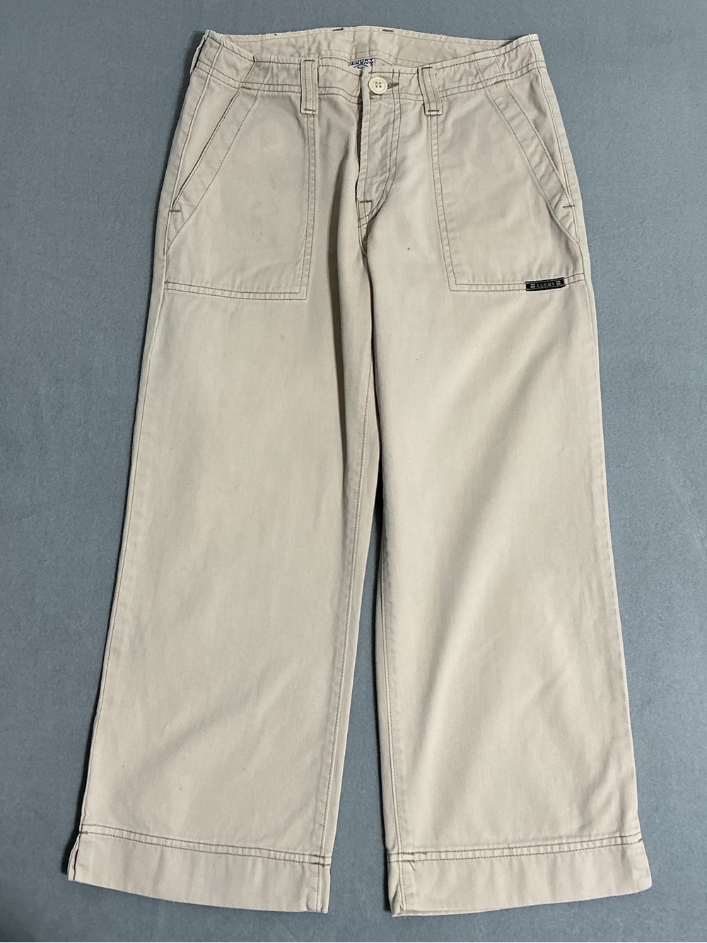 Lucky Brand Army Capri Pants Women’s 4/27 Beige Khaki Utility Made in USA